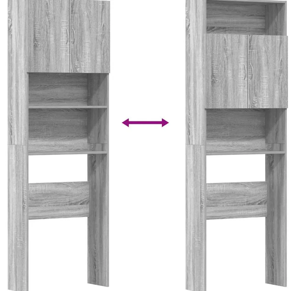 vidaXL Wasmachinekast 64x24x190 cm bewerkt hout grijs sonoma eikenkl