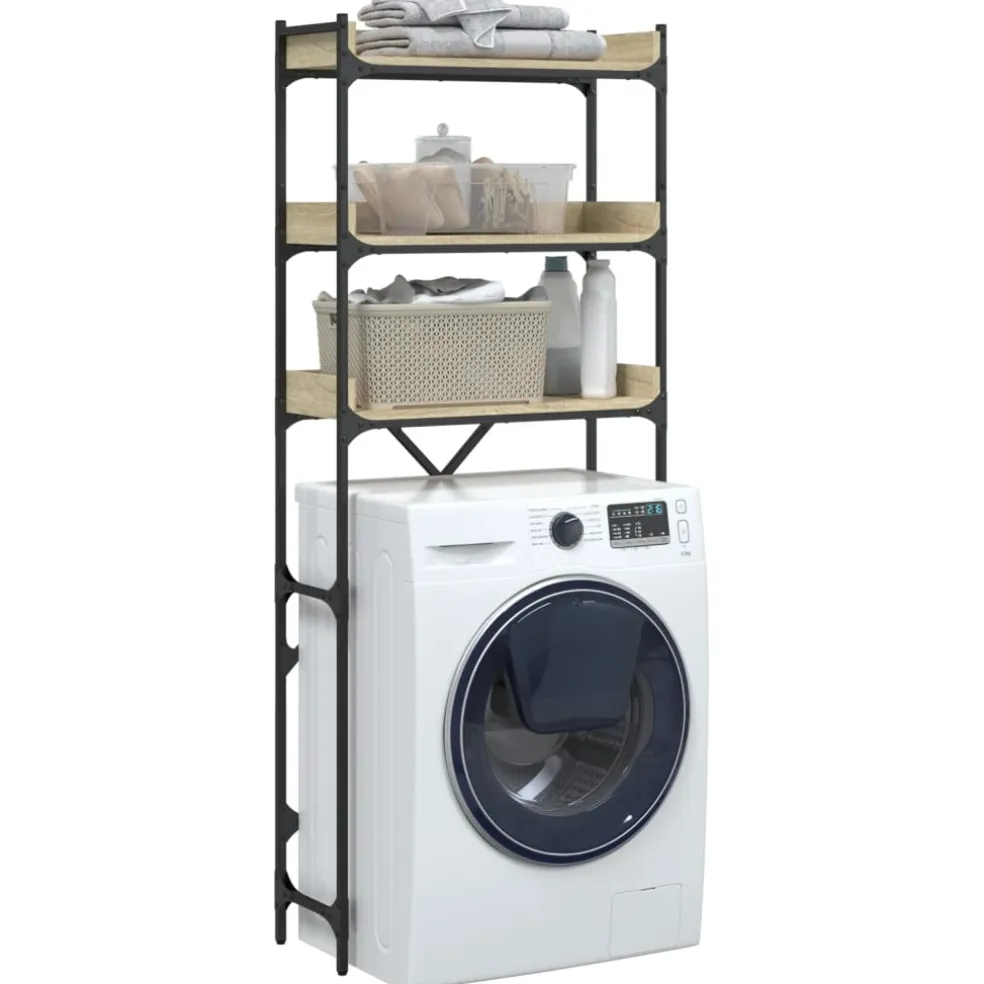 vidaXL Wasmachinekast 67x25x163 cm bewerkt hout sonoma eikenkleurig