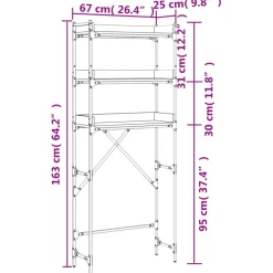 vidaXL Wasmachinekast 67x25x163 cm bewerkt hout sonoma eikenkleurig