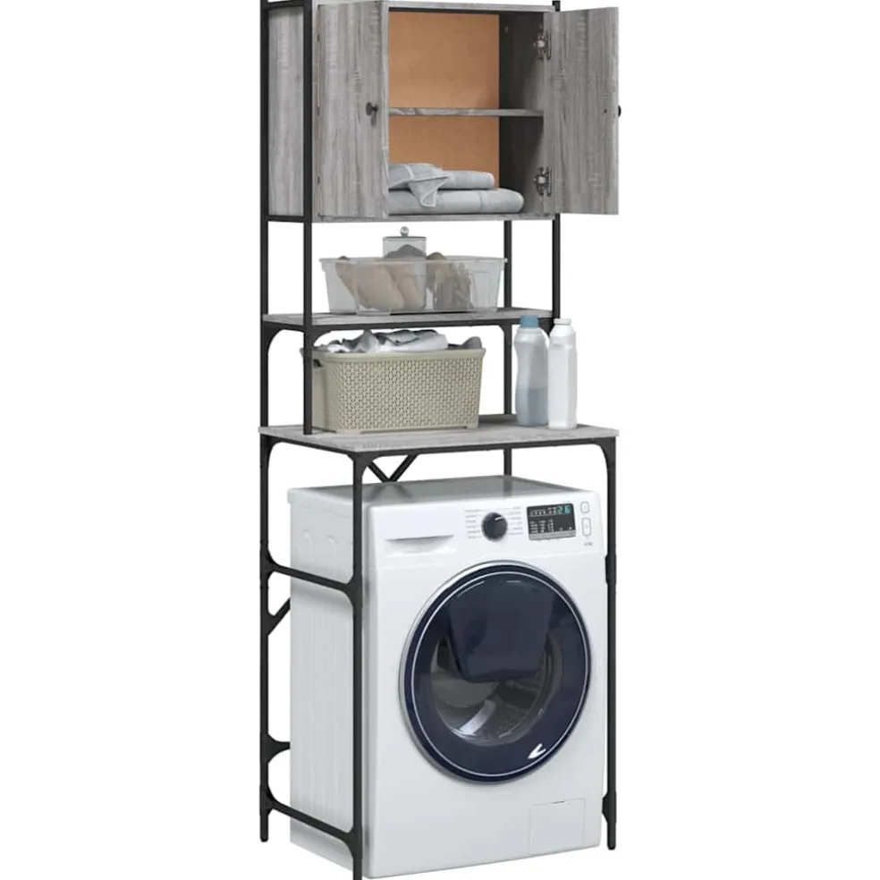 vidaXL Wasmachinekast 68x48,5x194 cm grijs sonoma eikenkleurig