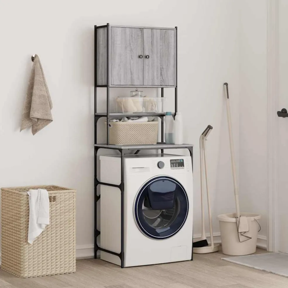vidaXL Wasmachinekast 68x48,5x194 cm grijs sonoma eikenkleurig