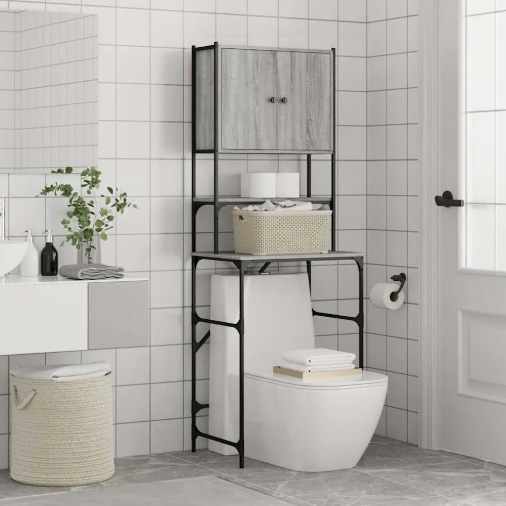 vidaXL Wasmachinekast 68x48,5x194 cm grijs sonoma eikenkleurig