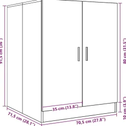 vidaXL Wasmachinekast 71x71,5x91,5 cm gerookt eikenkleurig