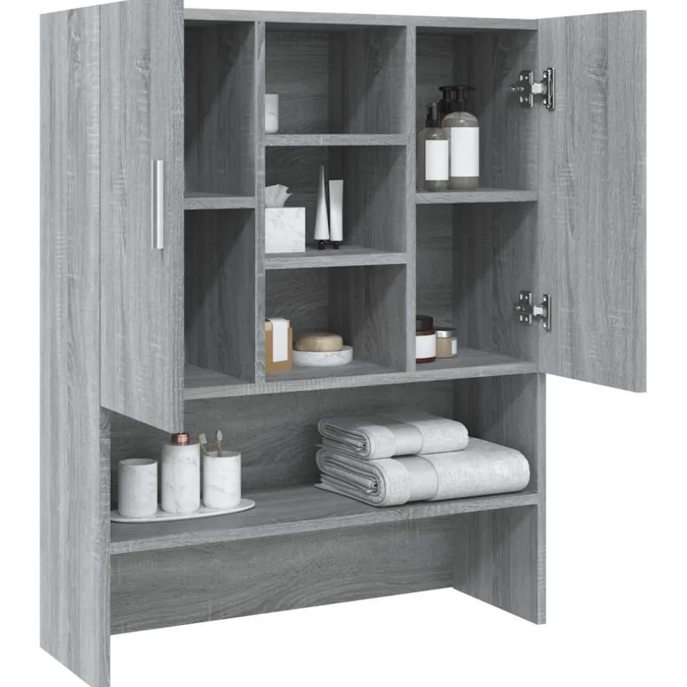 vidaXL Wasmachinekast 70,5x25,5x90 cm grijs sonoma eikenkleurig