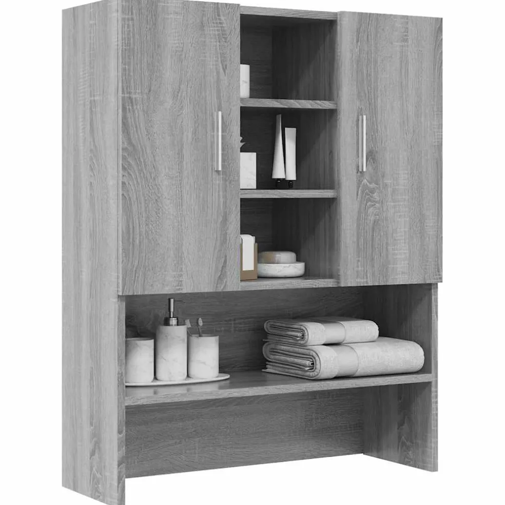 vidaXL Wasmachinekast 70,5x25,5x90 cm grijs sonoma eikenkleurig