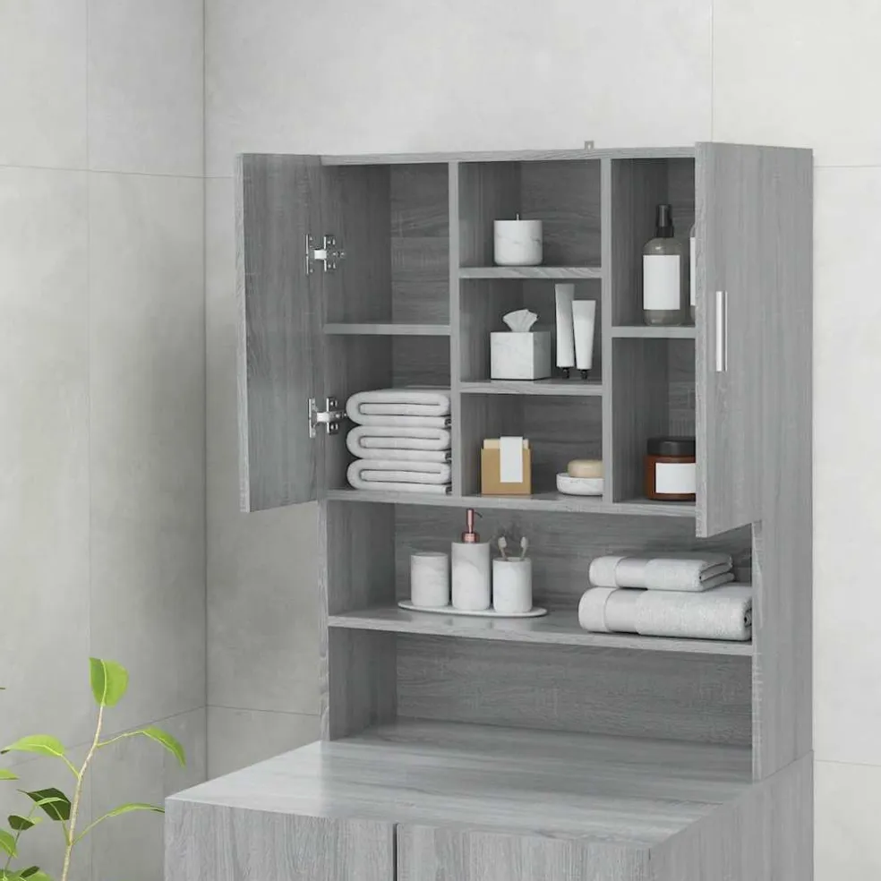 vidaXL Wasmachinekast 70,5x25,5x90 cm grijs sonoma eikenkleurig