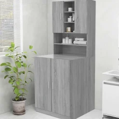 vidaXL Wasmachinekast 70,5x25,5x90 cm grijs sonoma eikenkleurig