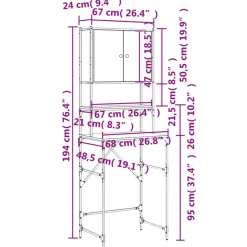 vidaXL Wasmachinekast 68x48,5x194 cm gerookt eikenkleurig