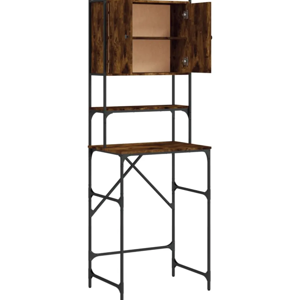 vidaXL Wasmachinekast 68x48,5x194 cm gerookt eikenkleurig