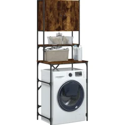 vidaXL Wasmachinekast 68x48,5x194 cm gerookt eikenkleurig