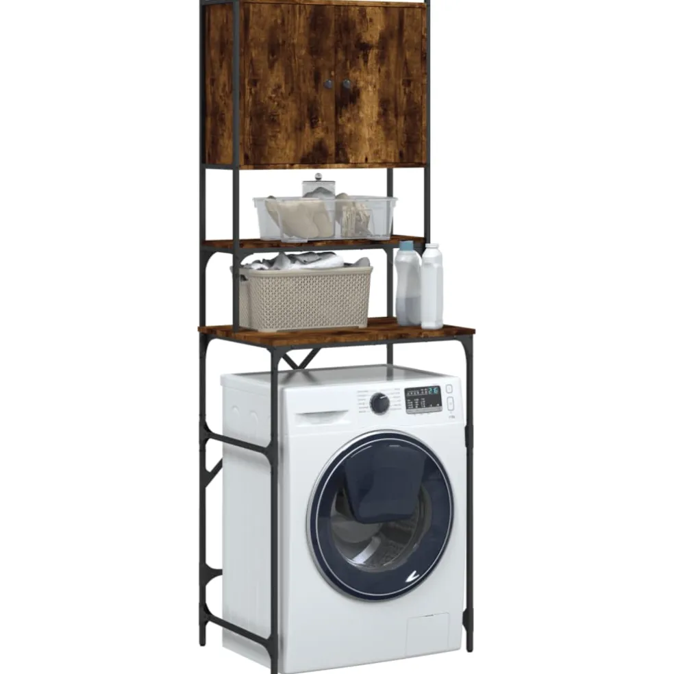 vidaXL Wasmachinekast 68x48,5x194 cm gerookt eikenkleurig
