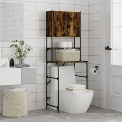 vidaXL Wasmachinekast 68x48,5x194 cm gerookt eikenkleurig