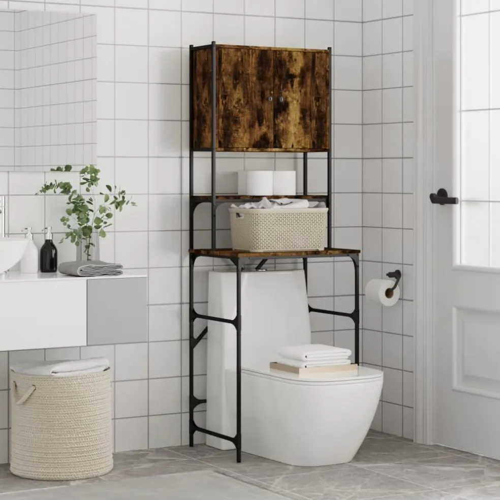 vidaXL Wasmachinekast 68x48,5x194 cm gerookt eikenkleurig