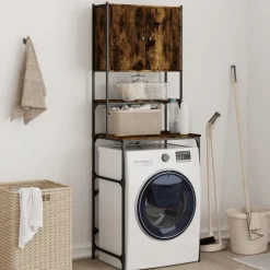 vidaXL Wasmachinekast 68x48,5x194 cm gerookt eikenkleurig