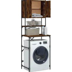 vidaXL Wasmachinekast 68x48,5x194 cm gerookt eikenkleurig