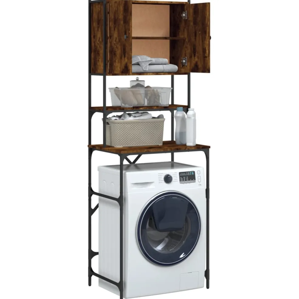 vidaXL Wasmachinekast 68x48,5x194 cm gerookt eikenkleurig