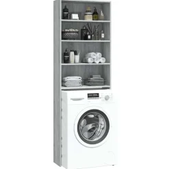 vidaXL Wasmachinekast 64x24x190 cm grijs sonoma eikenkleurig