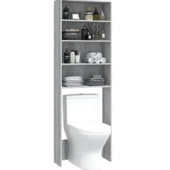 vidaXL Wasmachinekast 64x24x190 cm grijs sonoma eikenkleurig