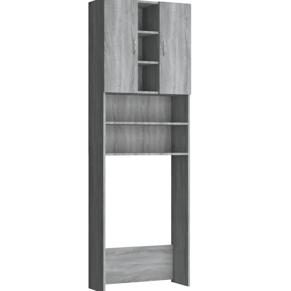vidaXL Wasmachinekast 64x25,5x190 cm grijs sonoma eikenkleurig