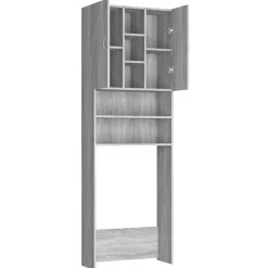 vidaXL Wasmachinekast 64x25,5x190 cm grijs sonoma eikenkleurig