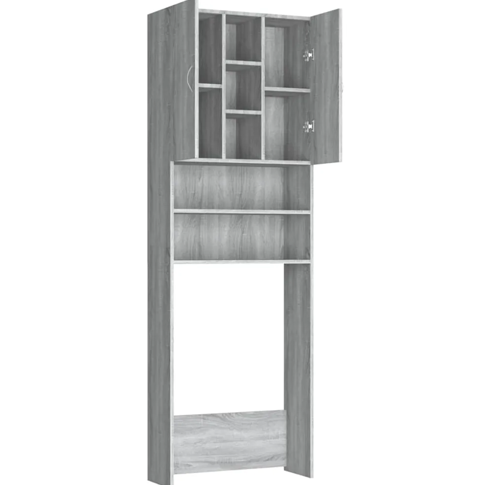 vidaXL Wasmachinekast 64x25,5x190 cm grijs sonoma eikenkleurig