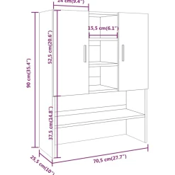 vidaXL Wasmachinekast 70,5x25,5x90 cm gerookt eikenkleurig