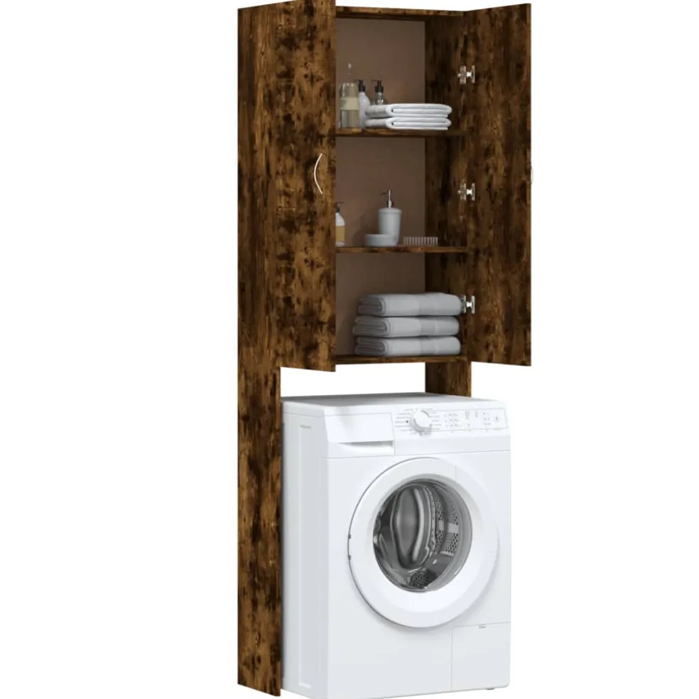 vidaXL Wasmachinekast 64x25,5x190 cm gerookt eikenkleurig