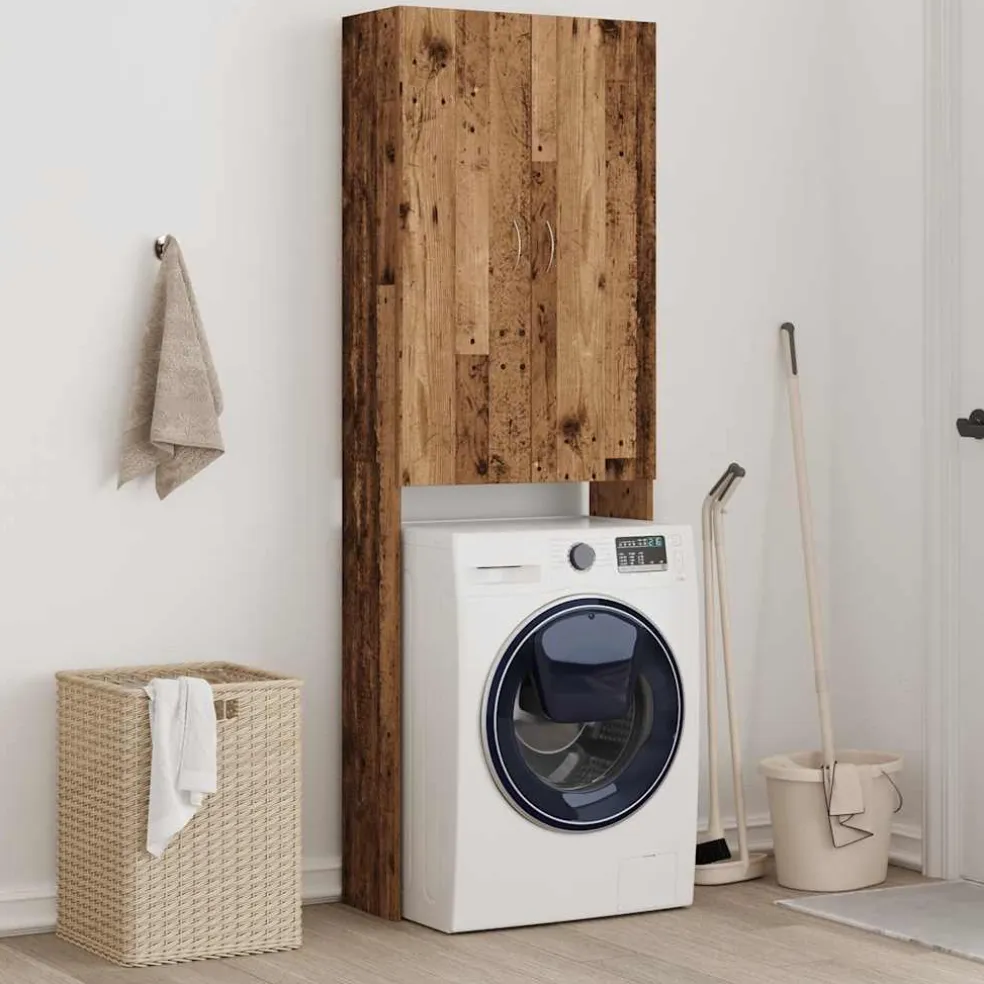 vidaXL Wasmachinekast 64x25,5x190 cm oud houtkleurig