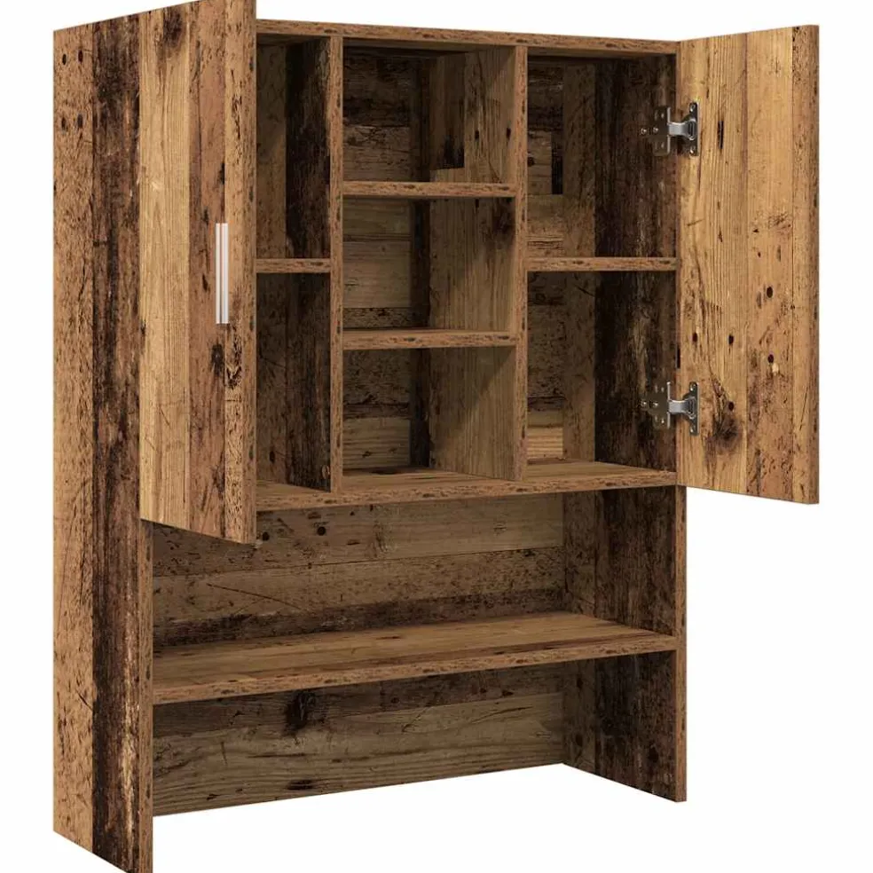 vidaXL Wasmachinekast 70,5x25,5x90 cm oud houtkleurig