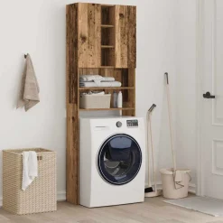 vidaXL Wasmachinekast 64x25,5x190 cm oud houtkleurig