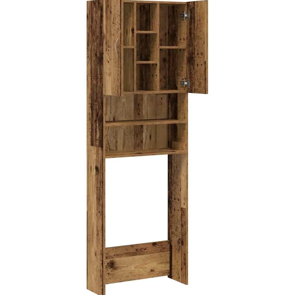 vidaXL Wasmachinekast 64x25,5x190 cm oud houtkleurig