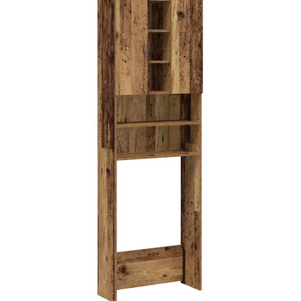 vidaXL Wasmachinekast 64x25,5x190 cm oud houtkleurig