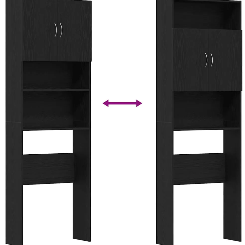 vidaXL Wasmachinekast 64x24x190 cm spaanplaat zwart eikenkleurig
