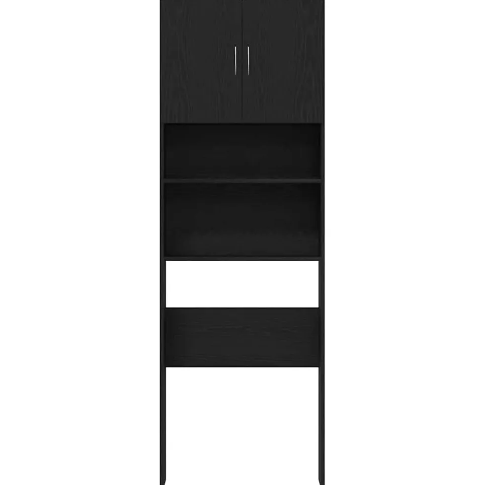 vidaXL Wasmachinekast 64x24x190 cm spaanplaat zwart eikenkleurig