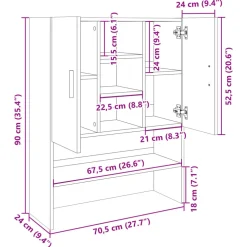 vidaXL Wasmachinekast 70,5x24x90 cm sonoma eikenkleurig