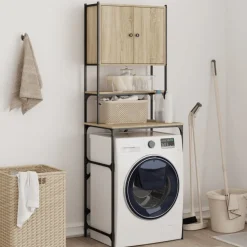 vidaXL Wasmachinekast 68x48,5x194 cm sonoma eikenkleurig