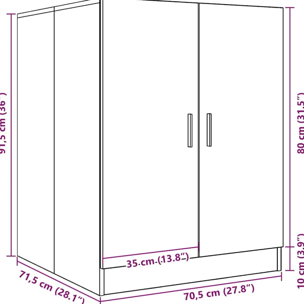 vidaXL Wasmachinekast 71x71,5x91,5 cm wit