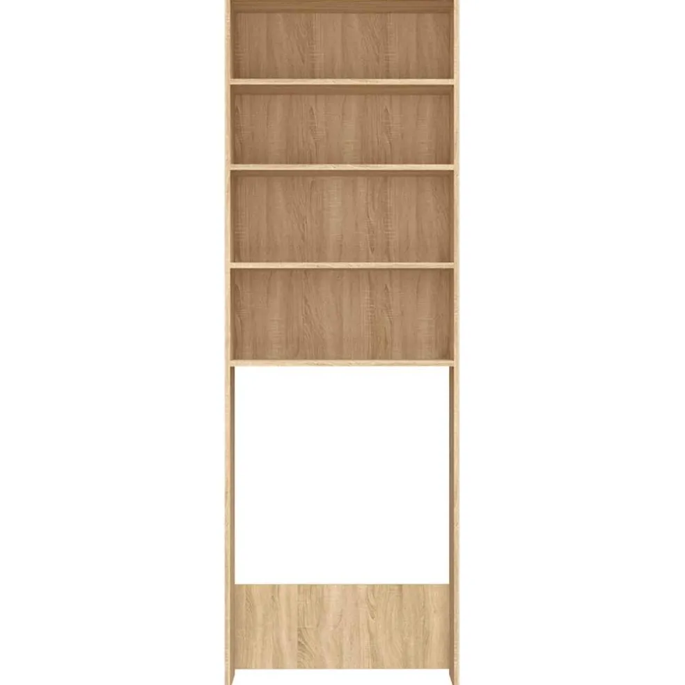 vidaXL Wasmachinekast 64x24x190 cm wit en sonoma eikenkleurig