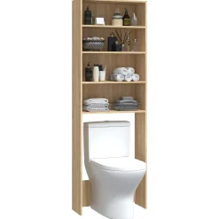 vidaXL Wasmachinekast 64x24x190 cm wit en sonoma eikenkleurig