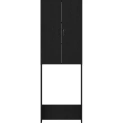 vidaXL Wasmachinekast 64x25,5x190 cm zwart eikenkleur