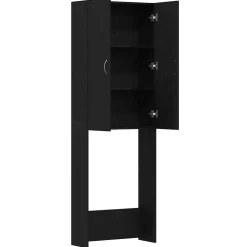 vidaXL Wasmachinekast 64x25,5x190 cm zwart eikenkleur