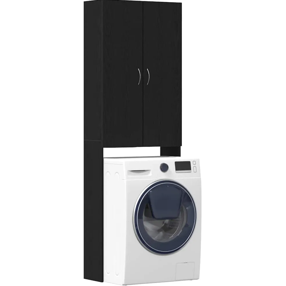 vidaXL Wasmachinekast 64x25,5x190 cm zwart eikenkleur