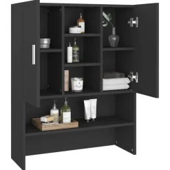 vidaXL Wasmachinekast 70,5x25,5x90 cm zwart