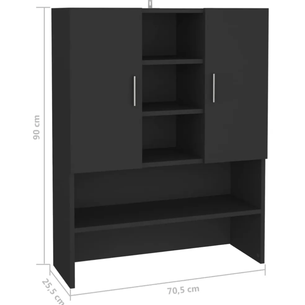 vidaXL Wasmachinekast 70,5x25,5x90 cm zwart