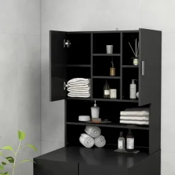 vidaXL Wasmachinekast 70,5x25,5x90 cm zwart
