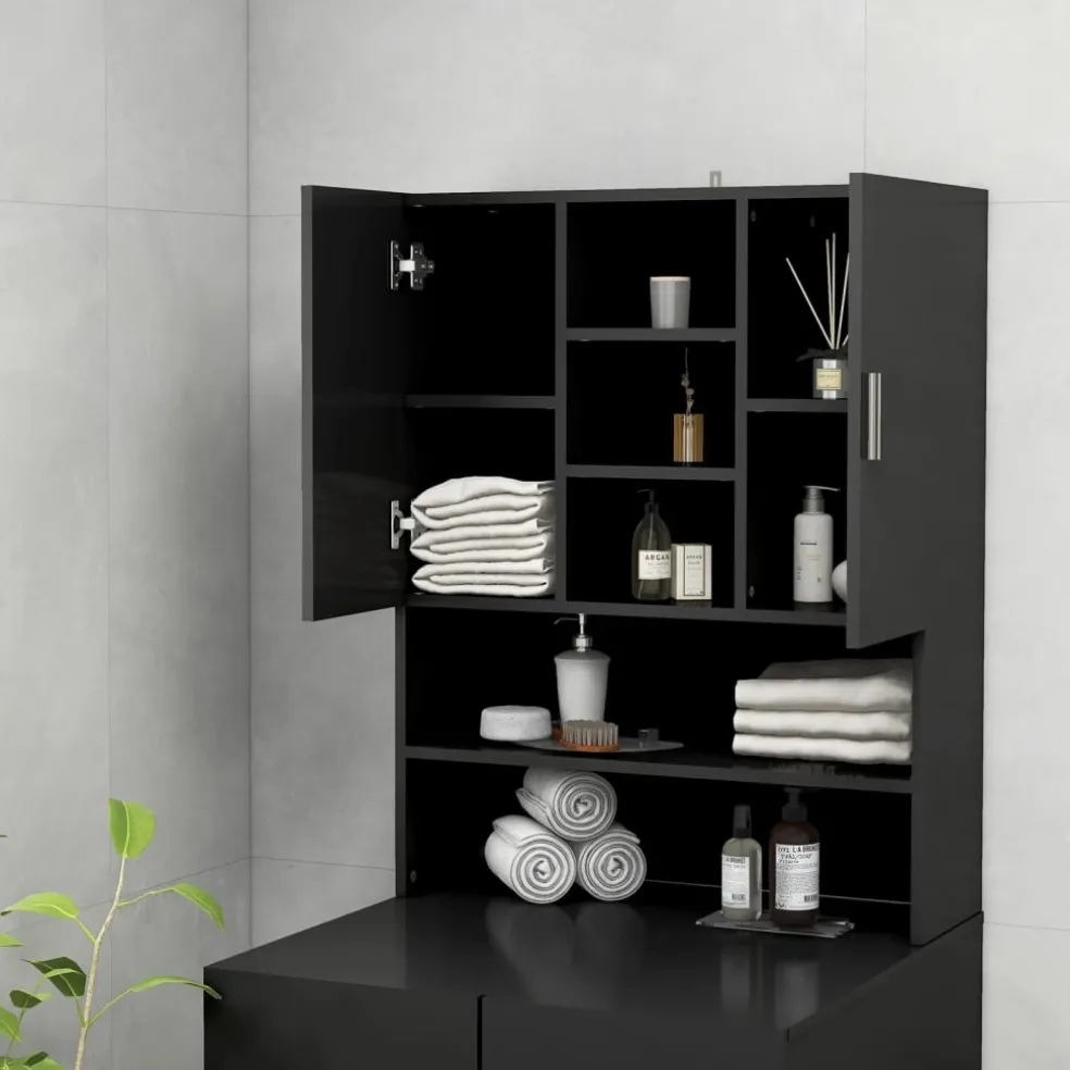 vidaXL Wasmachinekast 70,5x25,5x90 cm zwart