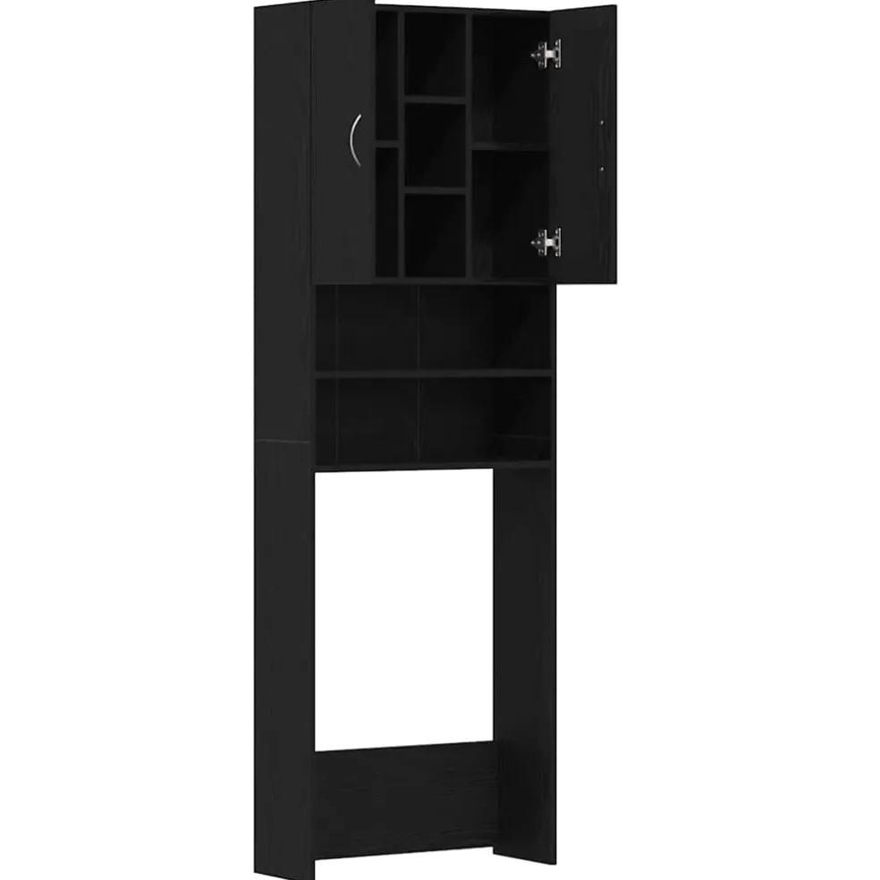 vidaXL Wasmachinekast 64x25,5x190 cm zwart eikenkleur