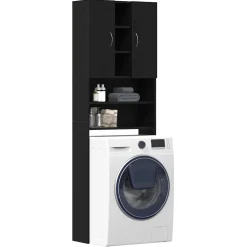 vidaXL Wasmachinekast 64x25,5x190 cm zwart eikenkleur