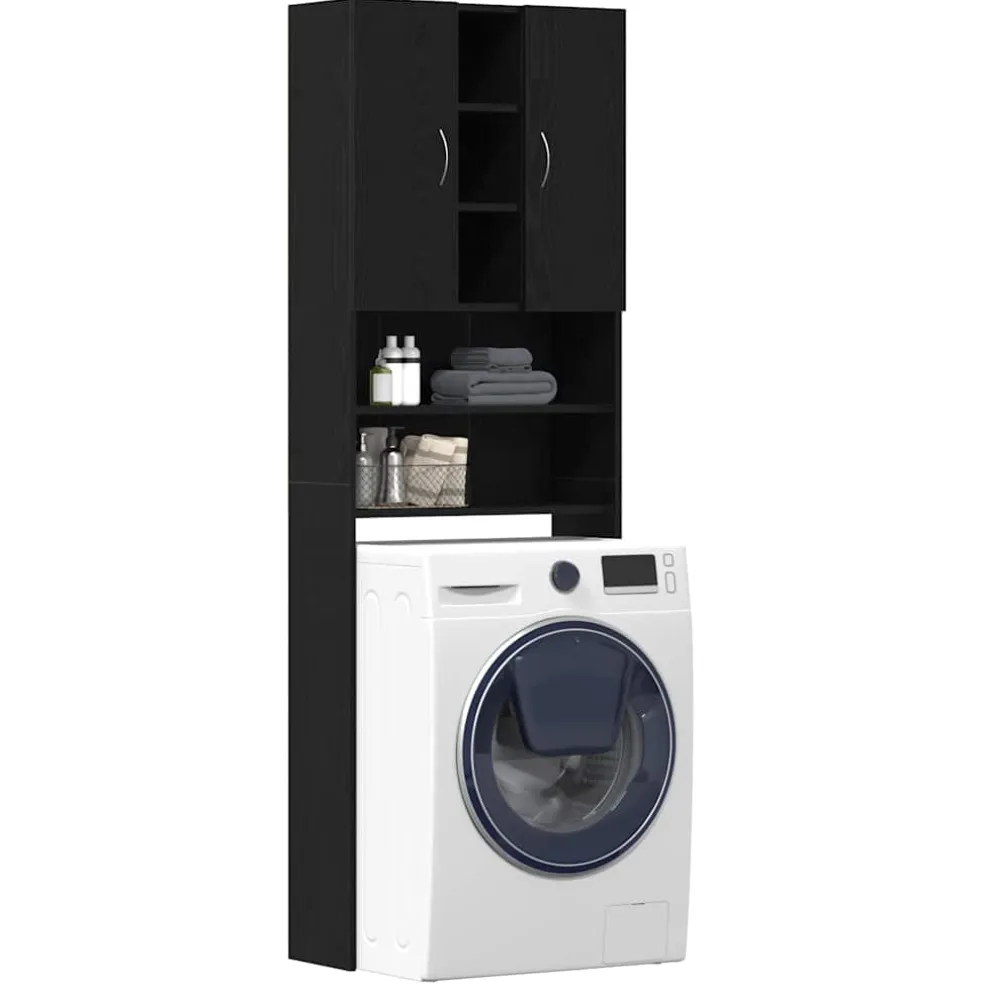 vidaXL Wasmachinekast 64x25,5x190 cm zwart eikenkleur