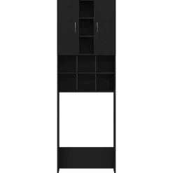 vidaXL Wasmachinekast 64x25,5x190 cm zwart eikenkleur